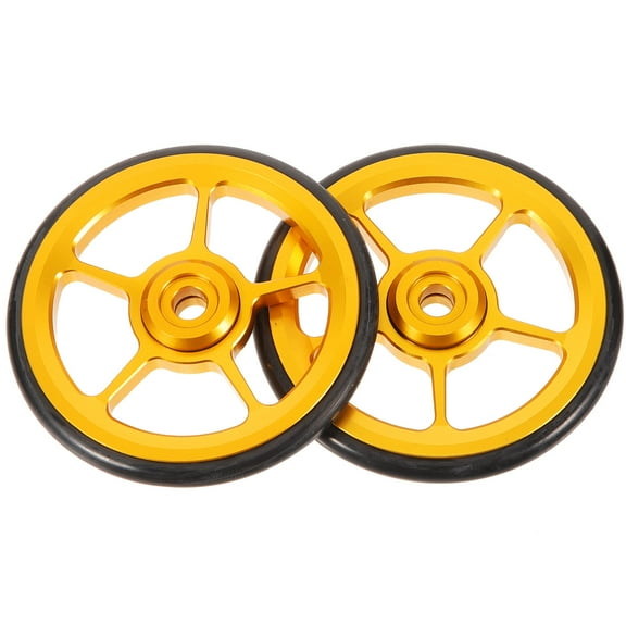 OUNONA Golden Folding Bike Extension Wheel with Scattered Beads Design for Daily Use Metal and Plastic 2pcs