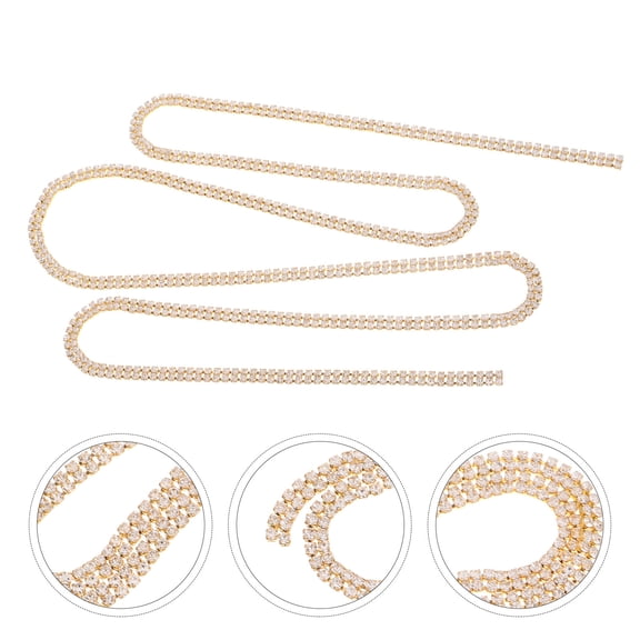 OUNONA Golden Glass Rhinestone Chain Trim for Jewelry Making Crafts Decorative DIY Accessory 19607281