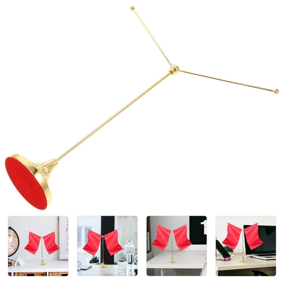 NUOLUX Flag Stand Holder V Shaped Flag Base Golden Metal Party Organizers Festivals 1Set