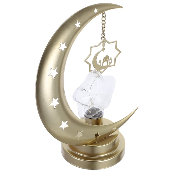 OUNONA Golden Iron Moon LED Lamp for Home Decorative Ornament Soft Night Light for Bedroom Table 9.5 Inch