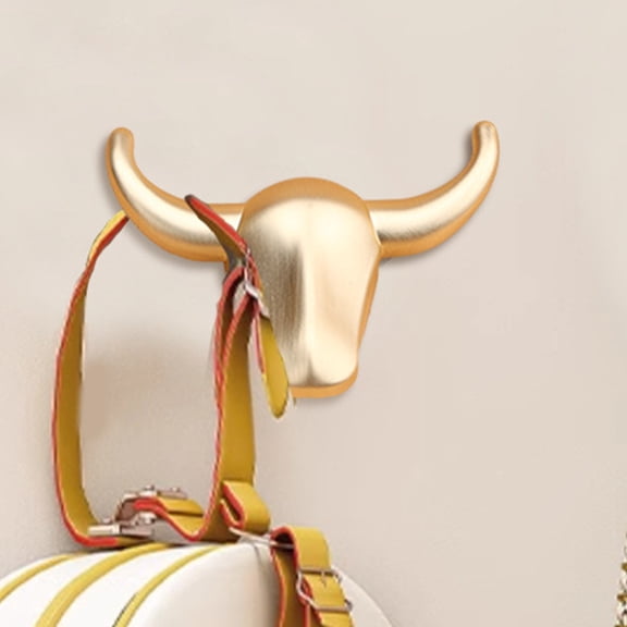 OUNONA Golden Metal Wall Hook with Stylish Bull Horn Design for Bathroom and Bedroom Organization