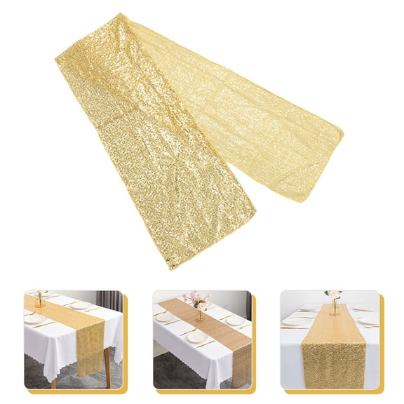 OUNONA Golden Sequin Tablecloth Wedding Cover Circle Goldendoodle Ornament Dinner Party