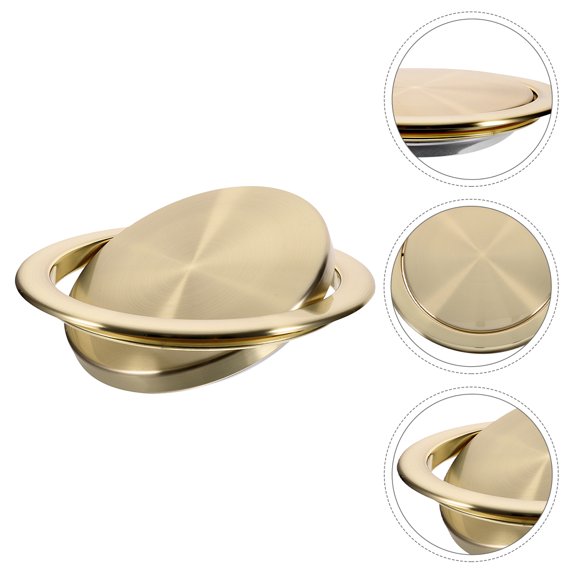 OUNONA Embedded Trash Bin Cover, Golden 430 Stainless Steel, Space-Saving Design for Countertops