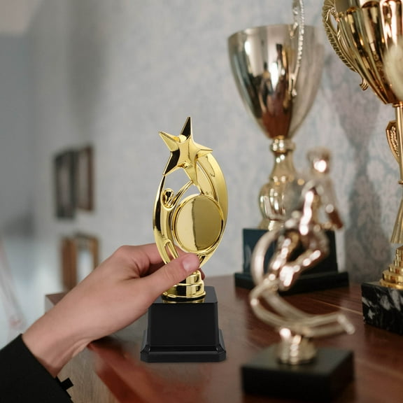 OUNONA Golden Trophy for Decorating Elegant Design Plastic 1 Piece 6.3 Inches