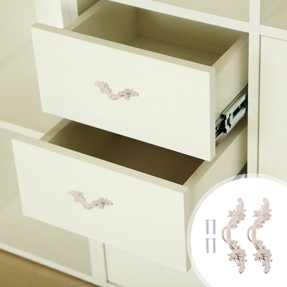 DRAFIDEEP Wardrobe Door Handle White Zinc Alloy 2Pcs 5.11X1.57X0.59in