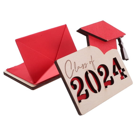 OUNONA Graduation Themed Card Holder Wood Card Sleeve Card Container Wood Cards Holder Card Box