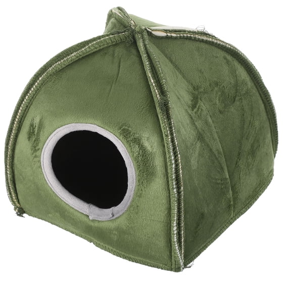 OUNONA Plush Warm Green Hamster Bed House for Small Pets with Cozy Insulated Nest