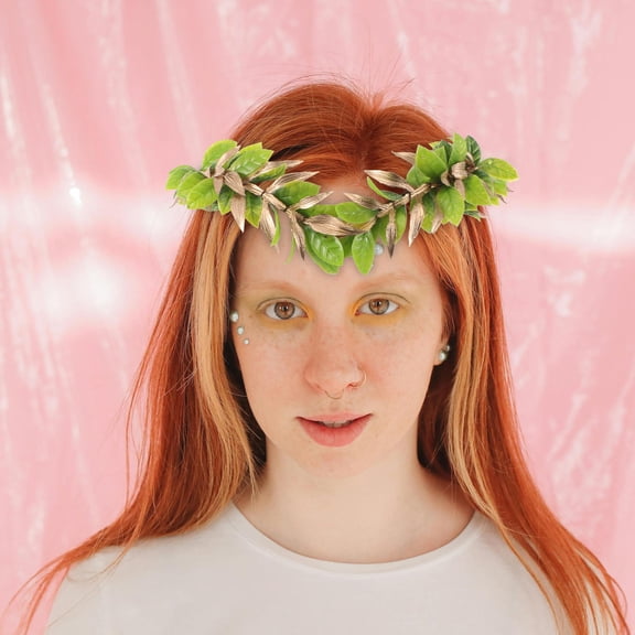 OUNONA Green Leaf Wreath Headband Lightweight Heart Shaped Fairy Costume Hair Accessory