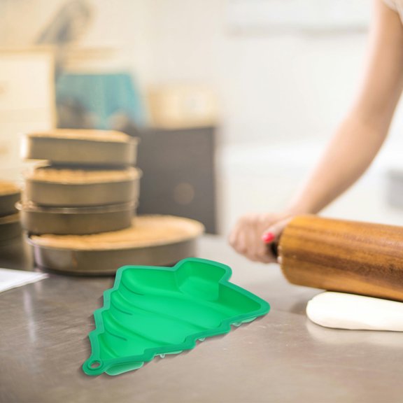 OUNONA Green Silicone Christmas Tree Baking Pan Non Stick Cake Mold for Oven Microwave Dishwasher Use