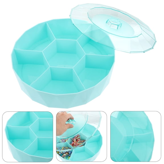 OUNONA Green Snack Storage Box with Lid and Sectional Tray for Fruit, Nuts, Dry Snacks - Home and Outdoor Use