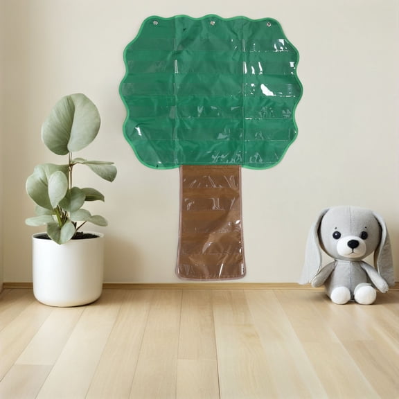 OUNONA Flexible Green Tree Pocket Chart for Classroom Visual Aids and Organization