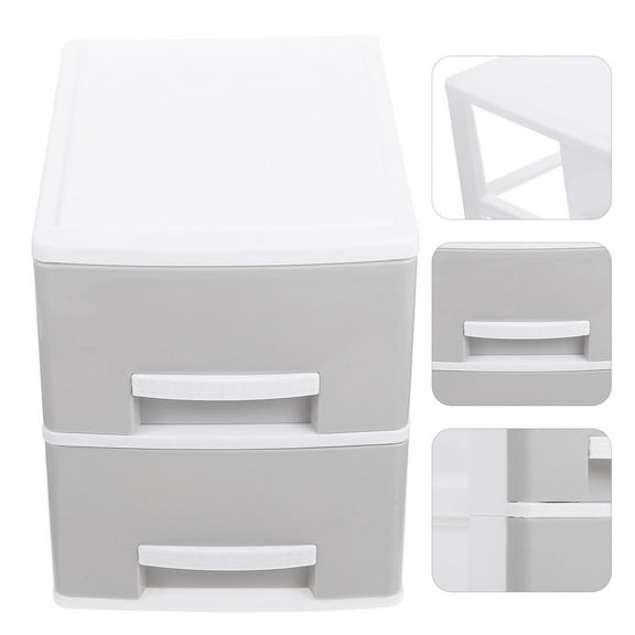 OUNONA Grey Plastic Storage Drawers with Multilayer Design for Small Items Organization and Home Storage 2 Layers