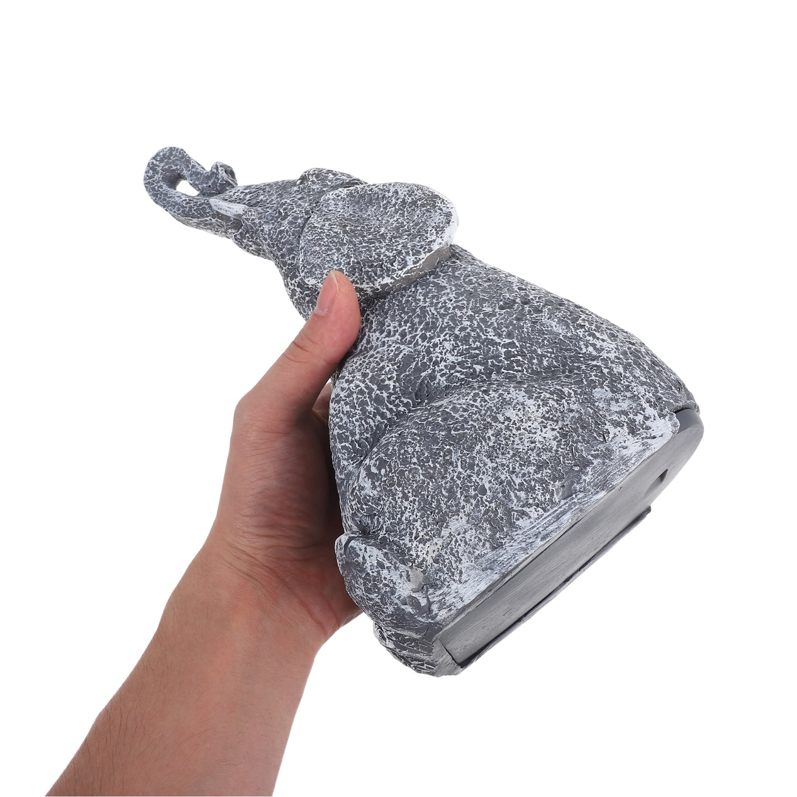 OUNONA Grey Resin Elephant Key Safe Box, Outdoor Hidden Key Storage, Decorative Garden Ornament for Secure Access