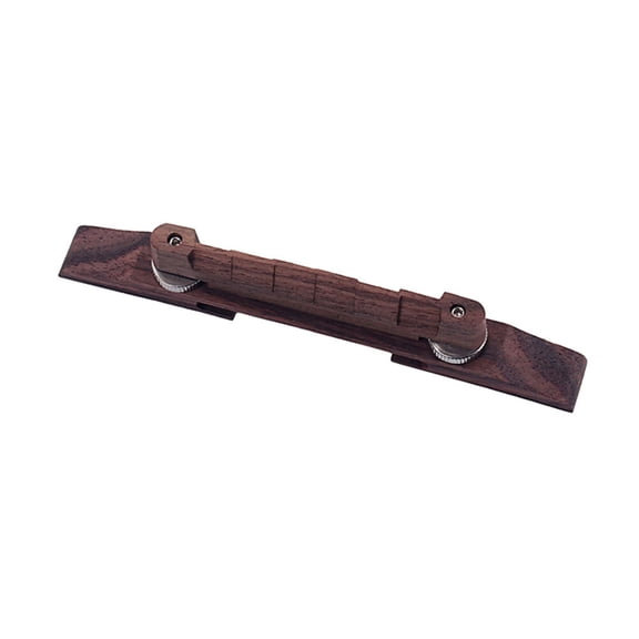 OUNONA Adjustable Height Roller Saddle Guitar Bridge in Brown, Lightweight Replacement Part for Bass Guitar