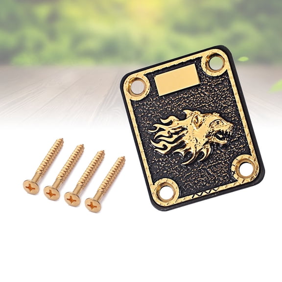 OUNONA Guitar Neck Plate Golden Zinc Alloy with Four Holes for Breathing