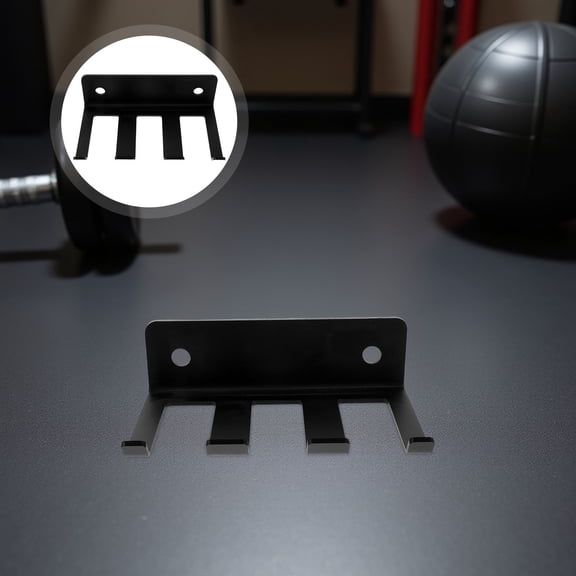 OUNONA Black Wall Mounted Barbell Rack with t Hooks for Home Gym Vertical Storage