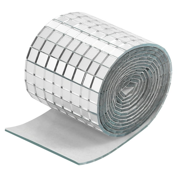 OUNONA HEALLILY 1 Roll Self-Adhesive Mini Square Glass Tiles Mirror Mosaic Wall Stickers for Home Decor and Craft Projects