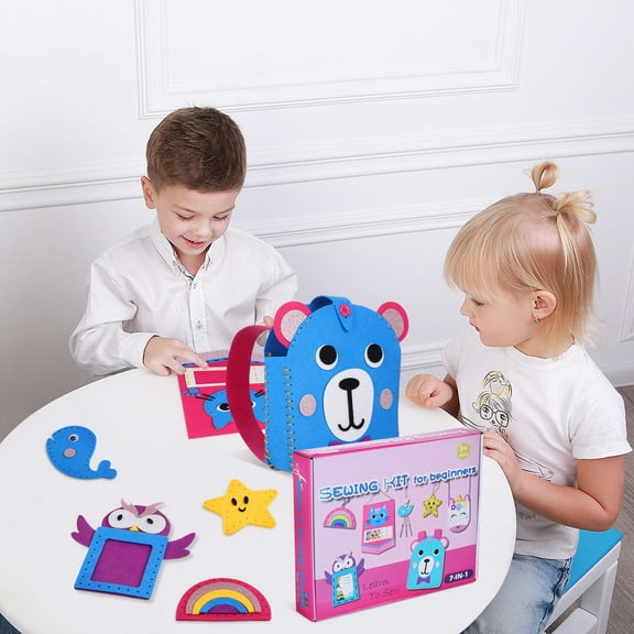 OUNONA HOMEMAXS 1 Set Kids Sewing Kit Hand Sewn Felt Material Artwork Animal Sewing Kit Children Diy Felt Bag Learn To Sew