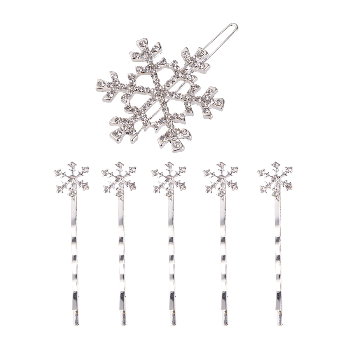 OUNONA Hair Clips Snowflake Crystal Christmas Clip Winter Bling Children Flower Rhinestones