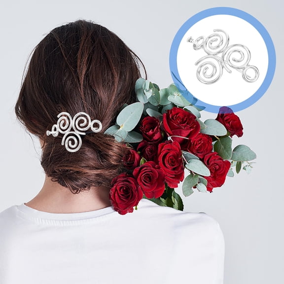 OUNONA Metal Barrettes for Women Viking Hair Accessories Silver Hair Accessory for Wedding 1Set