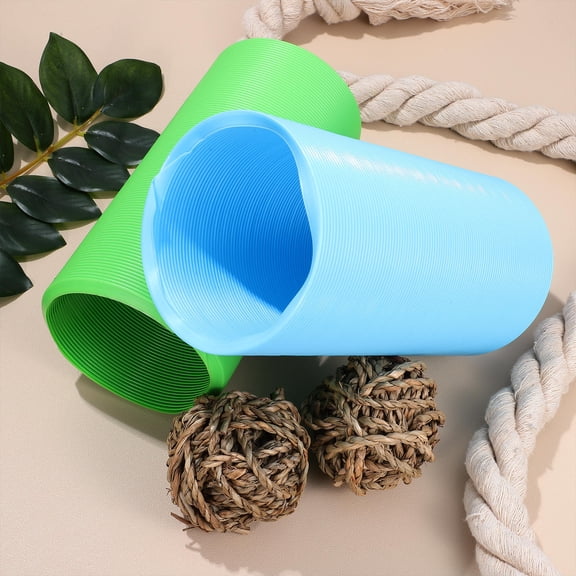 WEAVILUX Woven Grass Balls Khaki Small Animal Activity Toy 2Pcs 7.66X3.93In