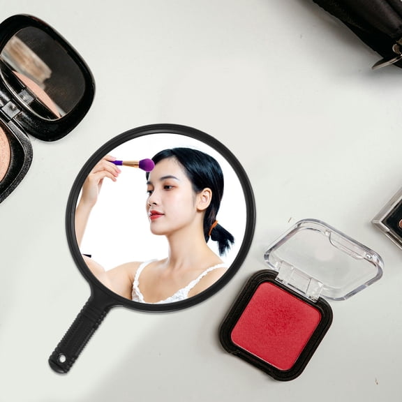 OUNONA Hand Handheld Mirror With Handle Plastic Travel Makeup Handheld Cosmetic Mirror For Travel Professional Barbers And Hairdressers Black