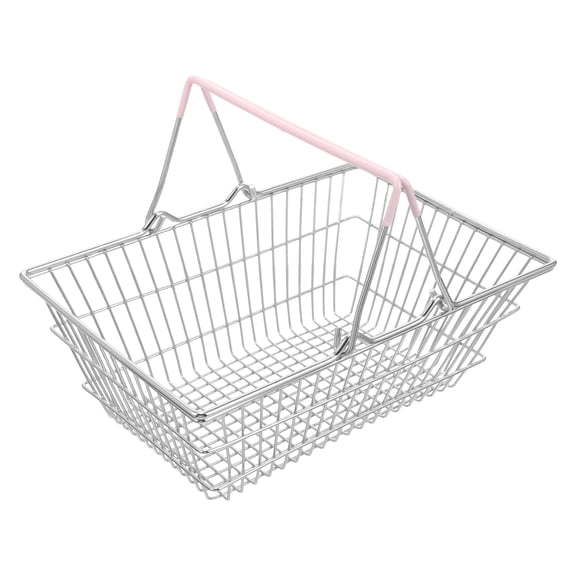 OUNONA Stylish Golden Alloy Handle Shopping Basket - , Practical Storage Solution for Home and Decor