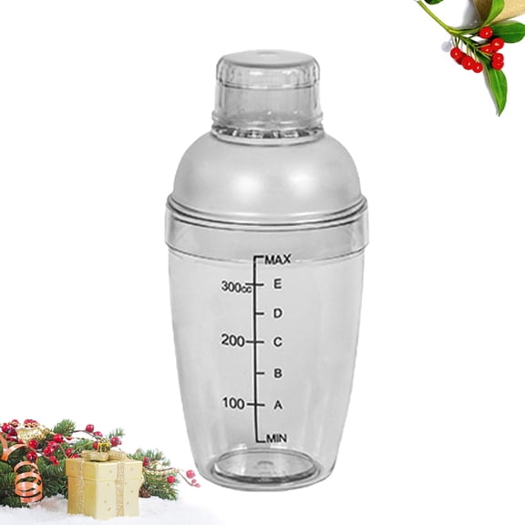 OUNONA Transparent PC Resin Cocktail Shaker with Measurement Scale, Hand Shake Mixer Cup for Home Bar and Party Use, White