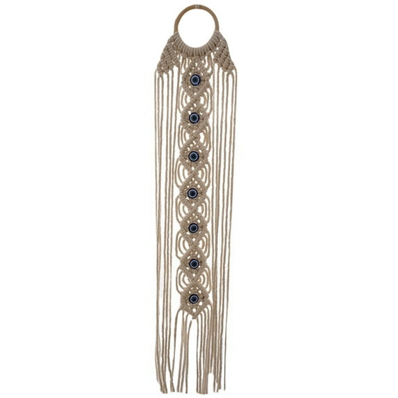 OUNONA Hand Woven Rope Bohemian Wall Hanging Shelves Decoration Beige