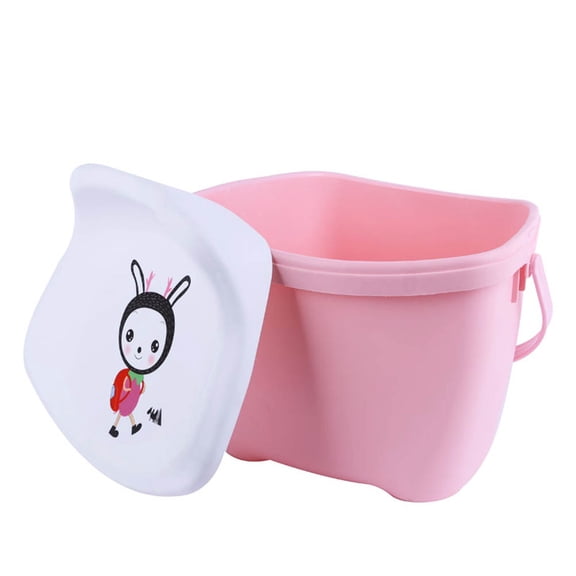 OUNONA Pink Plastic Storage Stool with Handle for Durable Organizer and Seat