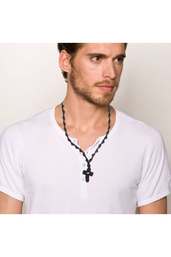 Handmade Cord Beads Knotted Rope Necklace Cross Knot Necklace Bracelet Adjustable Rope Cord For Prayer