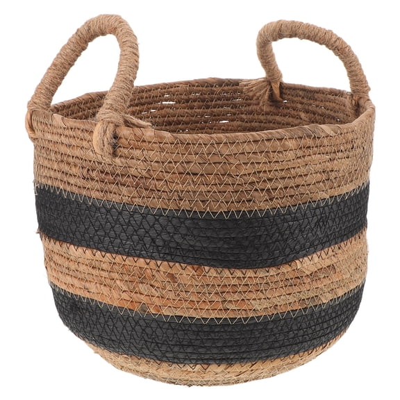 OUNONA Handwoven Brown Rope Storage Basket Large Decorative Organizer for Living Room and Laundry