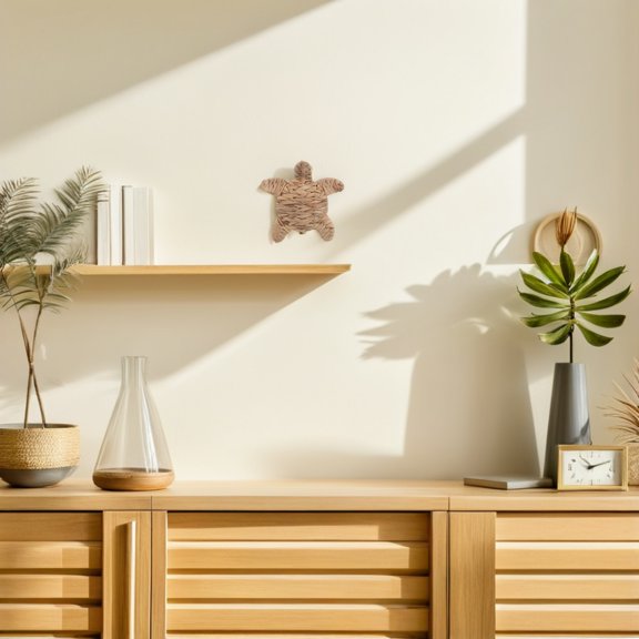 OUNONA Handwoven Straw Turtle Wall Decor Light Brown Sea Themed Ornament for Home and Party Decoration