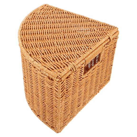 OUNONA Decorative Handwoven Corner Basket with Lid for Sundries Storage