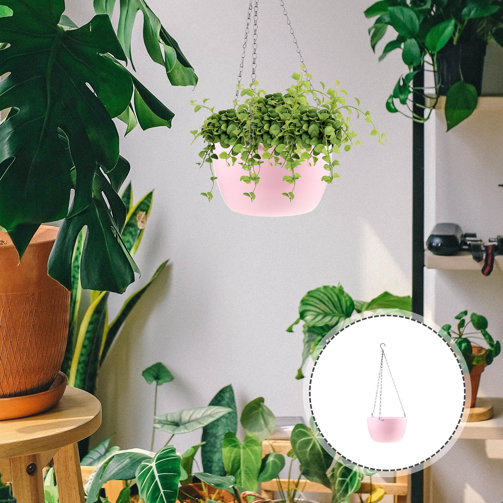 OUNONA  Hanging Plant Pot Flower Pots Planters for Indoor Basket Pink