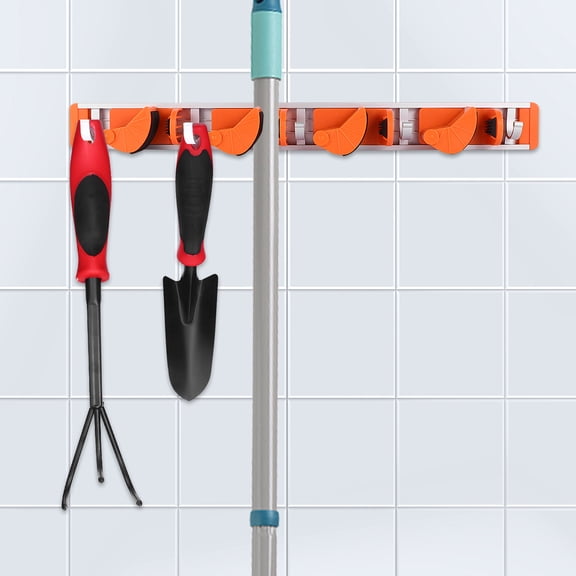 OUNONA Wall-Mounted Hanging Rack for Brooms, Aluminum Rectangular Storage Shelf, 1 Piece, Space-Saving Organizer for Homeowners