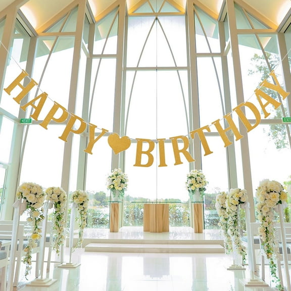 OUNONA Golden Birthday Banner Party Decoration for Walls, , and More - Hanging Birthday Garland for Celebrations