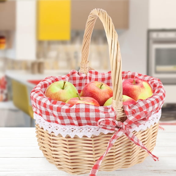 OUNONA Woven Harvest Basket Linen Storage for Dinner Rolls and Bread, Bread Basket for Kitchen and Dining, 1 Piece