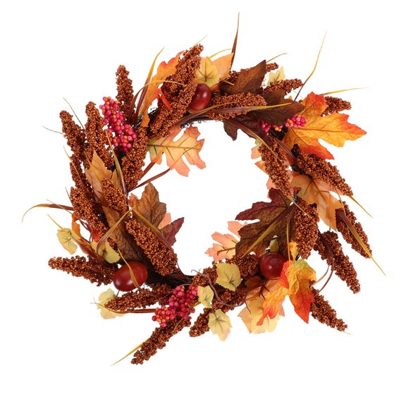 OUNONA Fall Wreath for Front Door Artificial Maple Leaf Gar Harvest Festival Decoration