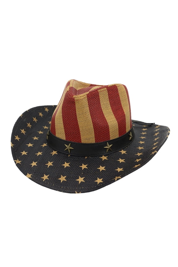 Hat Sun Hats Cap American July Party Flagprotection Western Hat 4Th Cow Panama Fourth Fisherman Straw Shield Uv