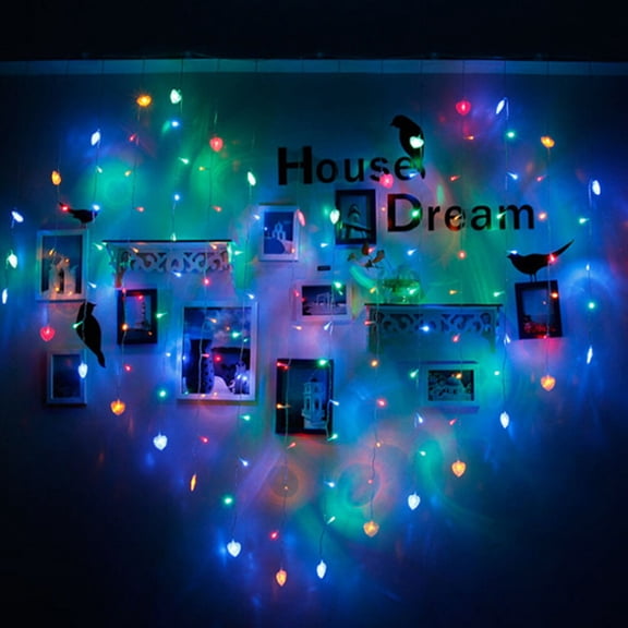 OUNONA Heart Shape LED String Lights for Decoration Multi Color Acrylic Material Ideal for Wedding Party and Home Use 1pc