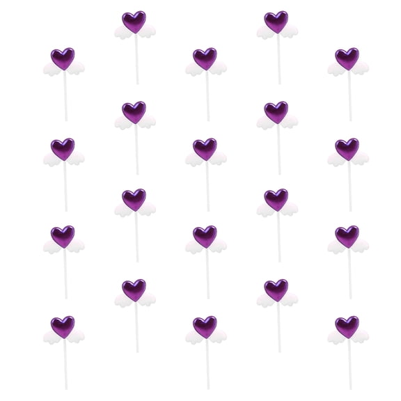 OUNONA Heart Wings Cupcake Topper for Decoration with Safe PU and Cloth Material Assorted Color