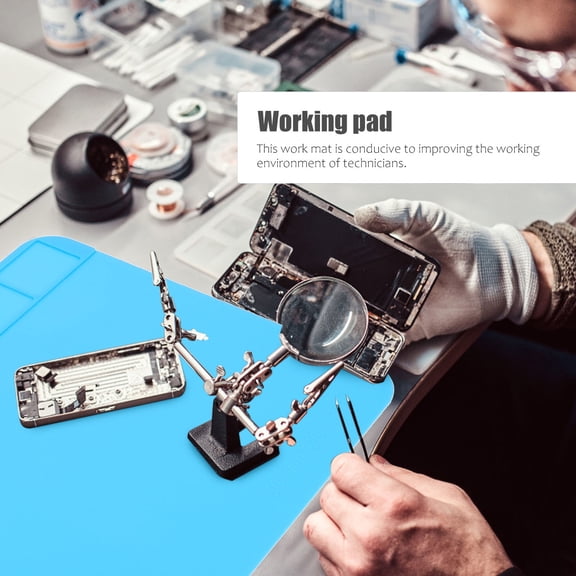OUNONA Heat Resistant Silicone Soldering Pad Blue for Repair Work and Maintenance Platform