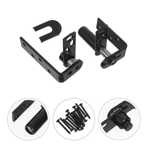 OUNONA Heavy Duty Black Metal Door Hinge with Automatic Self Closing Feature for Bar Doors