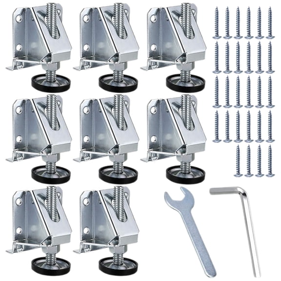 OUNONA 8Pcs Furniture Leg Levelers Silver Iron Adjustable Table Stabilizers