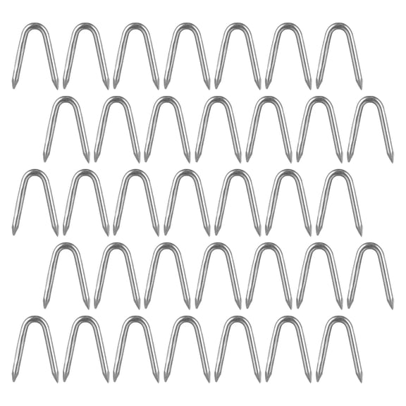 OUNONA Heavy Duty U Shaped Fence Staples for Securing Wire Mesh Made from Iron Silver Color Great for DIY Projects 140pcs