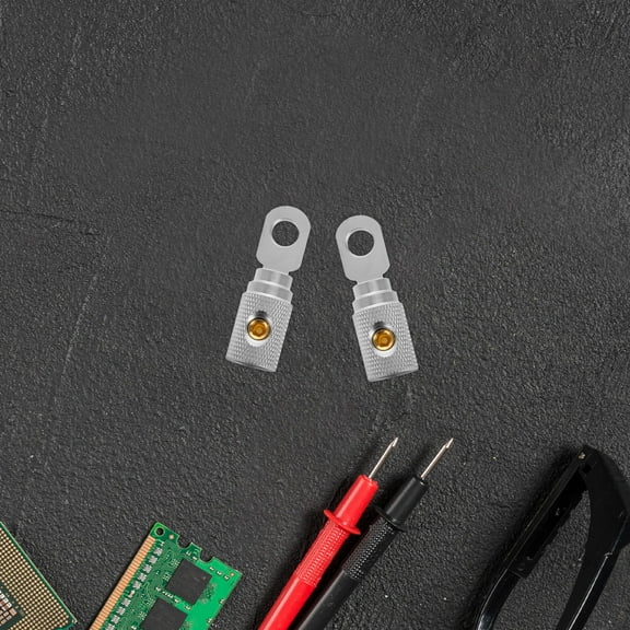 OUNONA Hemoton 2 Pcs Audio Terminal .00X1.70X1.70CM Silver Color