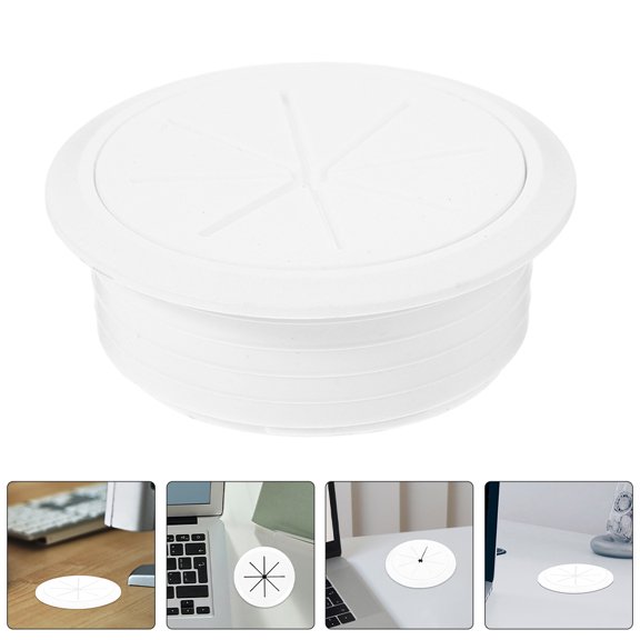 NUOLUX 4Pcs Round Cable Hole Covers Wire Hole Plugs for Desktop Wire Management in White