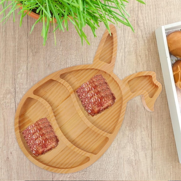 OUNONA Hemoton Easter Rabbit Bunny Charcuterie Board Wood Serving Platters 1 Set Rustic Farmhouse Wooden Bunny Plate For Appetizers Snacks