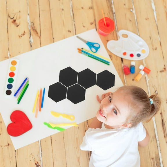 OUNONA Patchwork Paper 60 Sheets Hexagon Black for Artists and DIY Projects